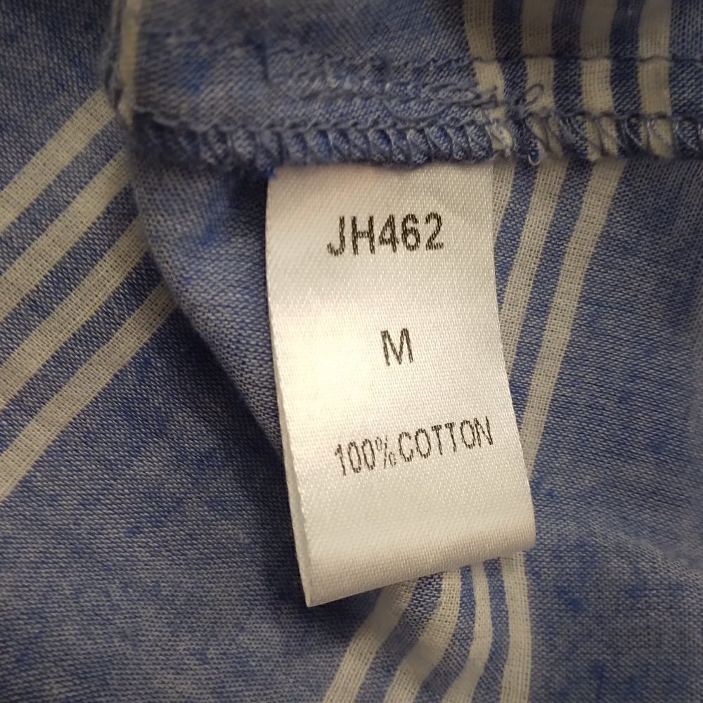 THML | Embroidered Striped Boho Cotton Top Blue White | Size M - Picture 9 of 10